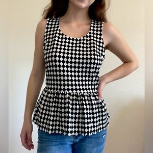 Checkered flared top with back cut-out